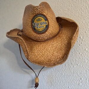 Corona Extra Straw Cowboy Hat — Western Festival Style — Adjustable Chin Strap